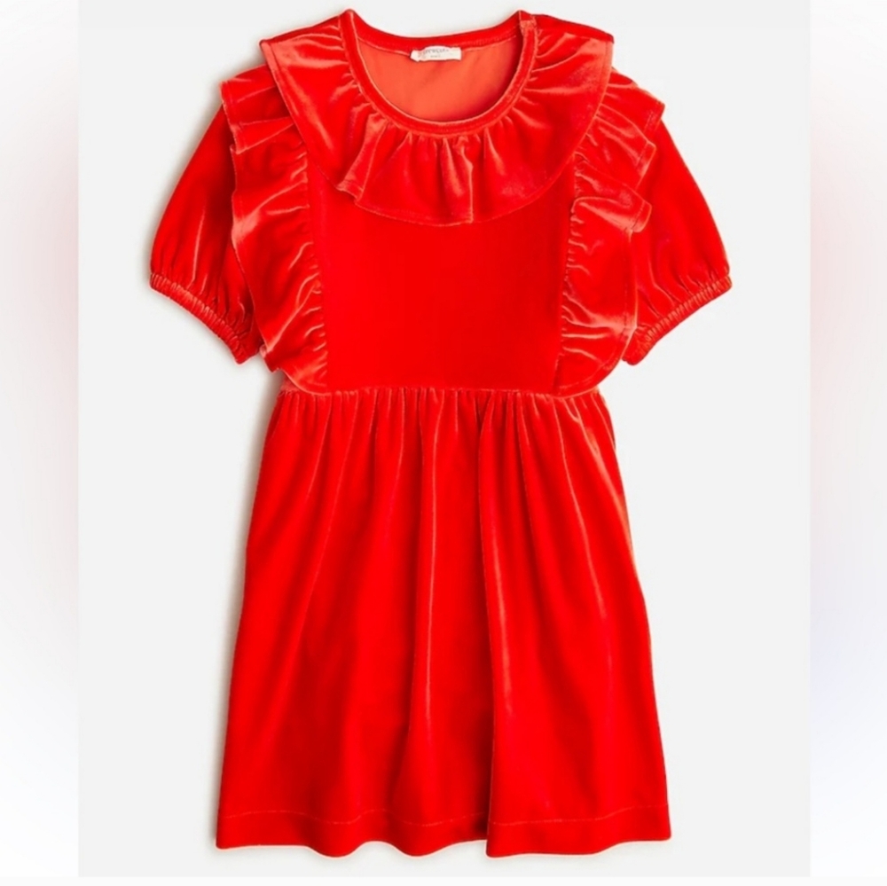 J.Crew  Girls Red Velvet Dress Size 7 NWT